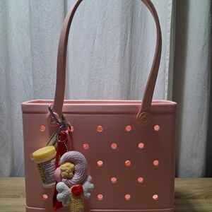 BOGG BAG Light Pink Tote with VS Pink Strap and Handmade Sailor Moon Charm